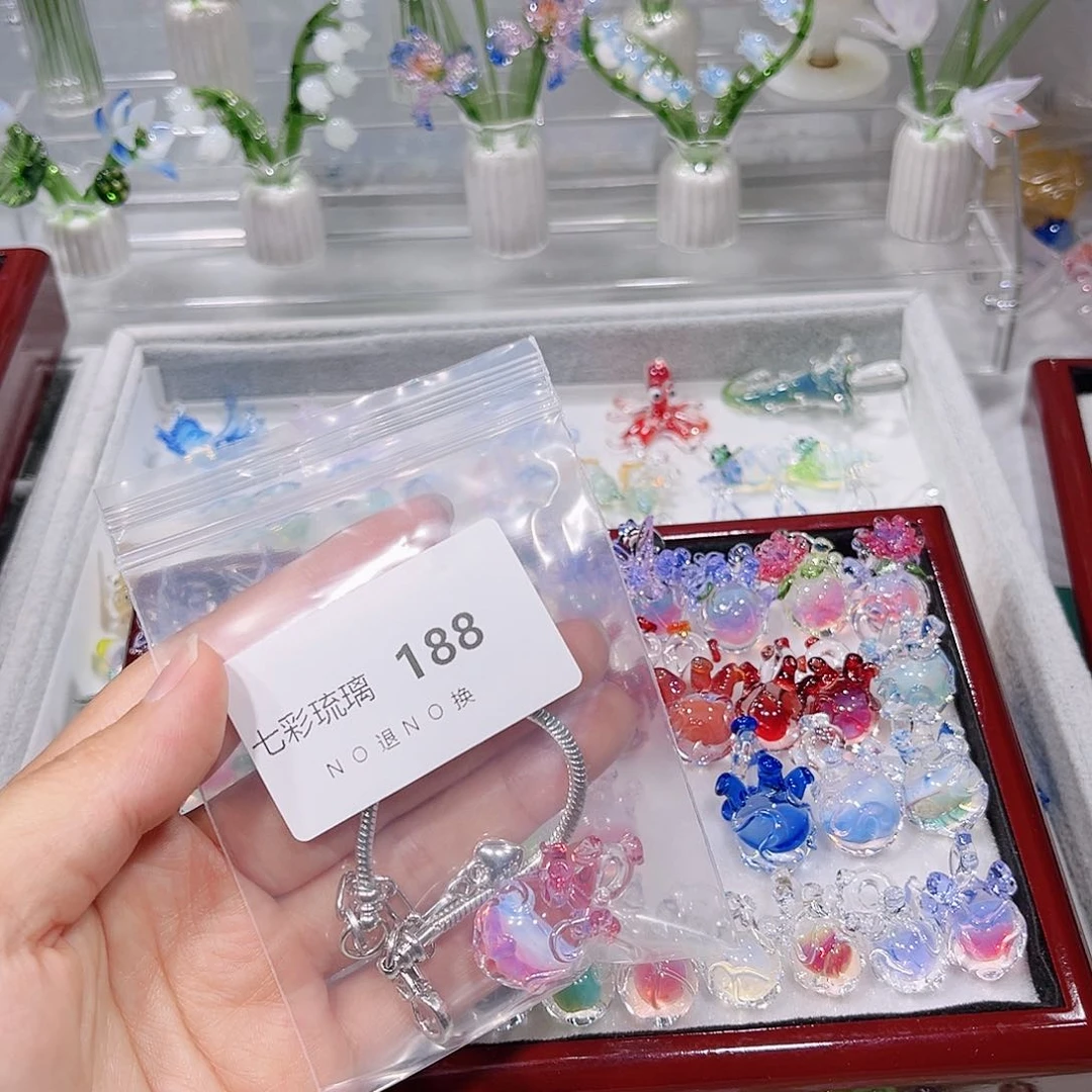 玻璃颈饰188粉色心脏
