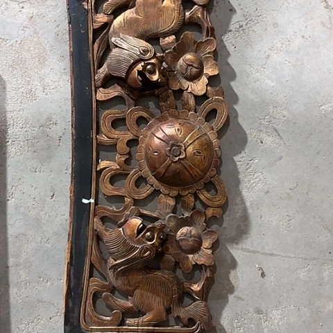 风车木（黑檀木）手工老木雕人物花板