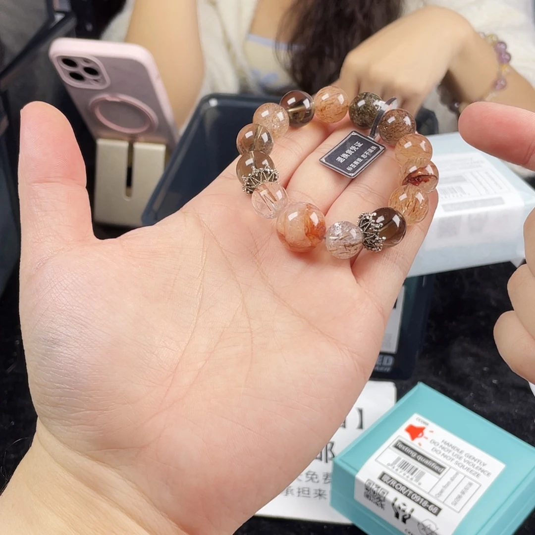 水晶银S925镀金镶嵌手串