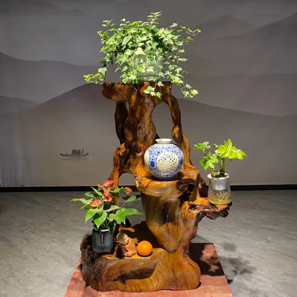 艺术风格型原木雕刻根雕花架经济型