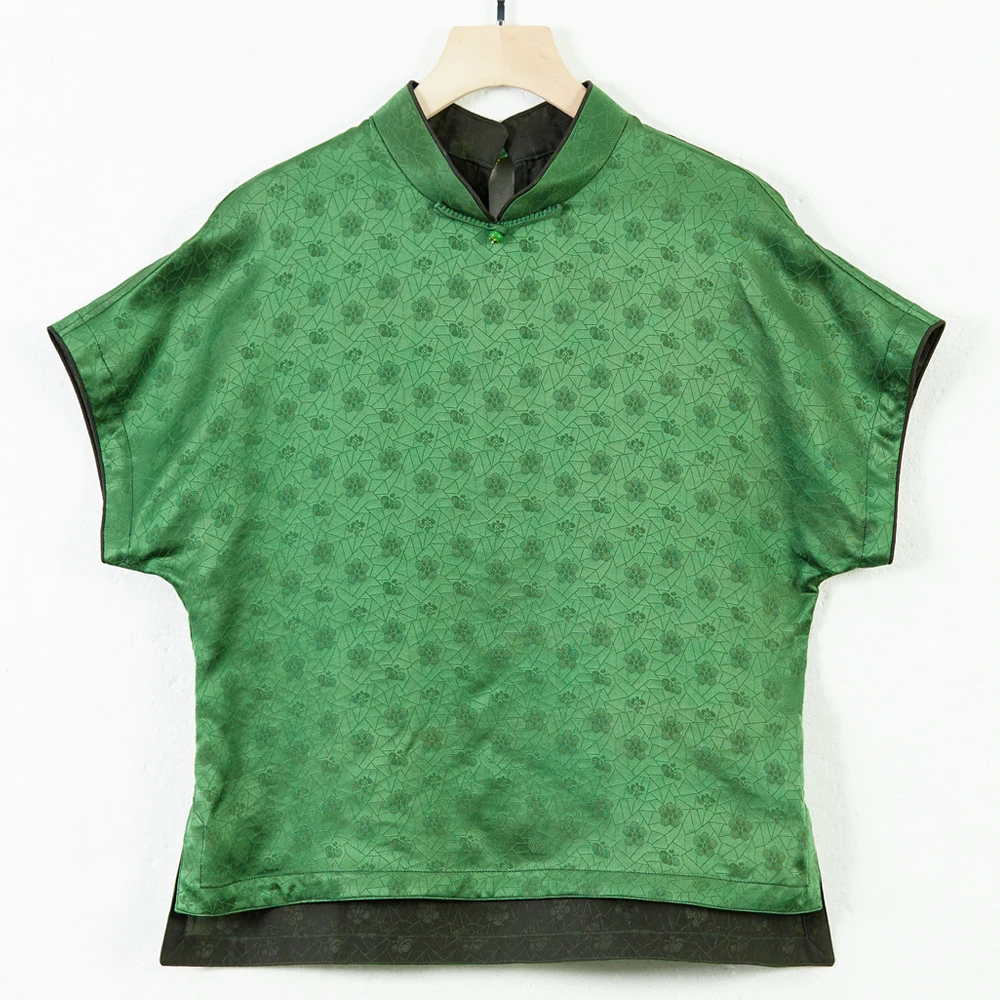 华族经典【250310】复古桑蚕丝民族风小立领新中式夏季上衣唐装国风