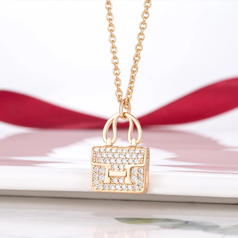 钛钢项链 8333爱家字母新款H项链女v金康康包包满钻轻奢简约手提