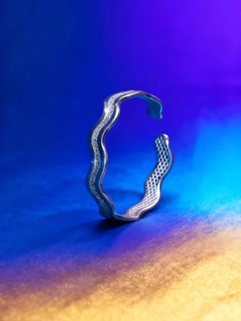 （清货福利）999.9原创设计精工靠开口浪花拉丝手镯 K011 生肖挂饰