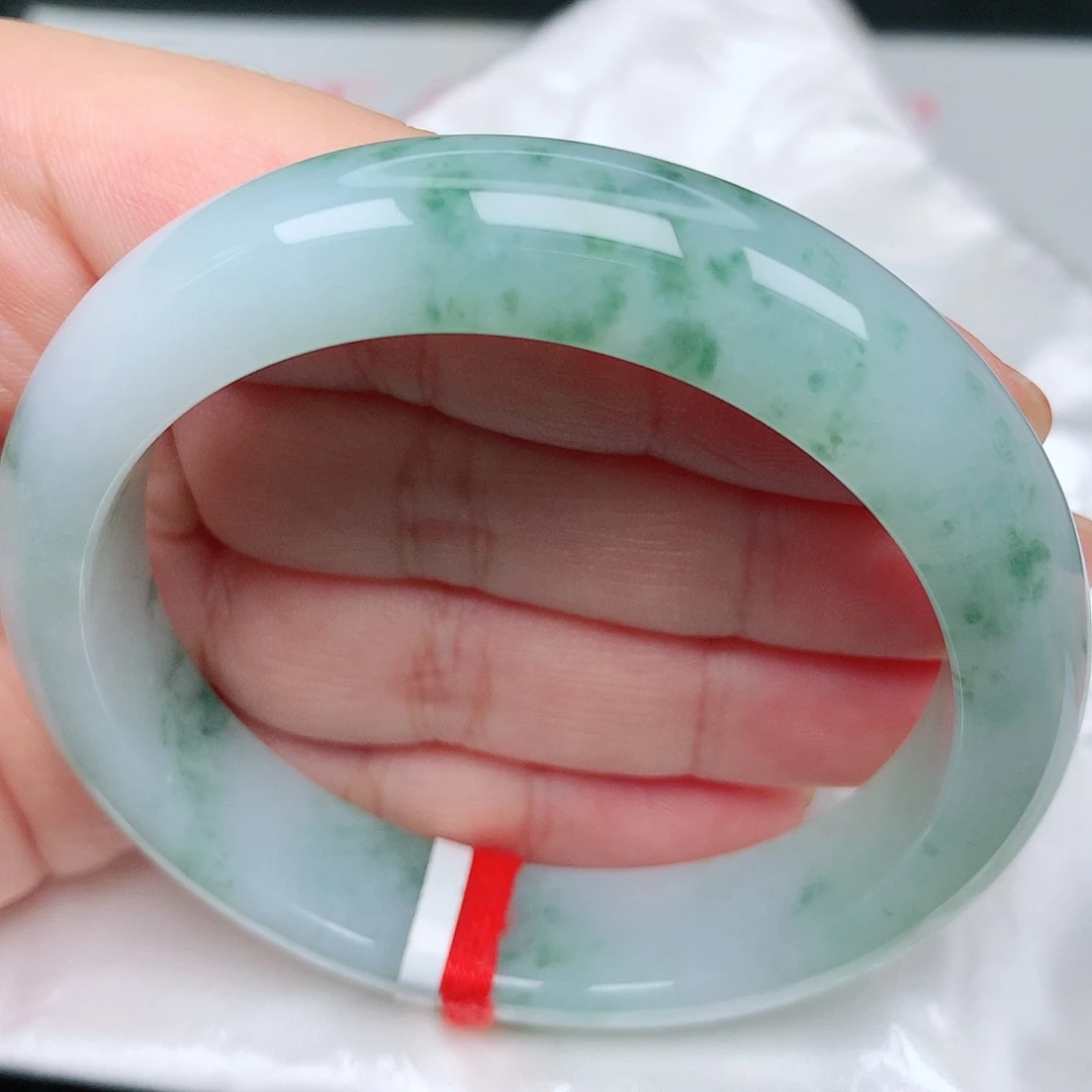 未镶嵌手镯翡翠4胶底小绿花