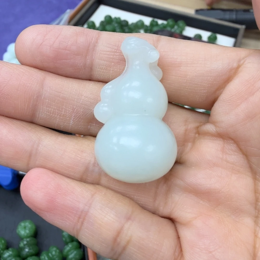 和田玉未镶嵌颈饰俄料白玉葫芦TZ多样性拍一发一