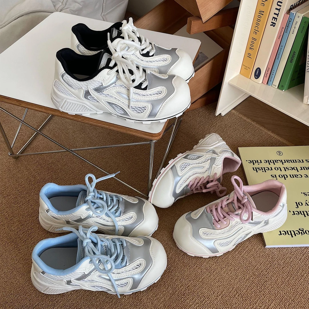 不规则个性保龄球鞋阿甘鞋夏季透气厚底运动网面百搭休闲鞋学生女