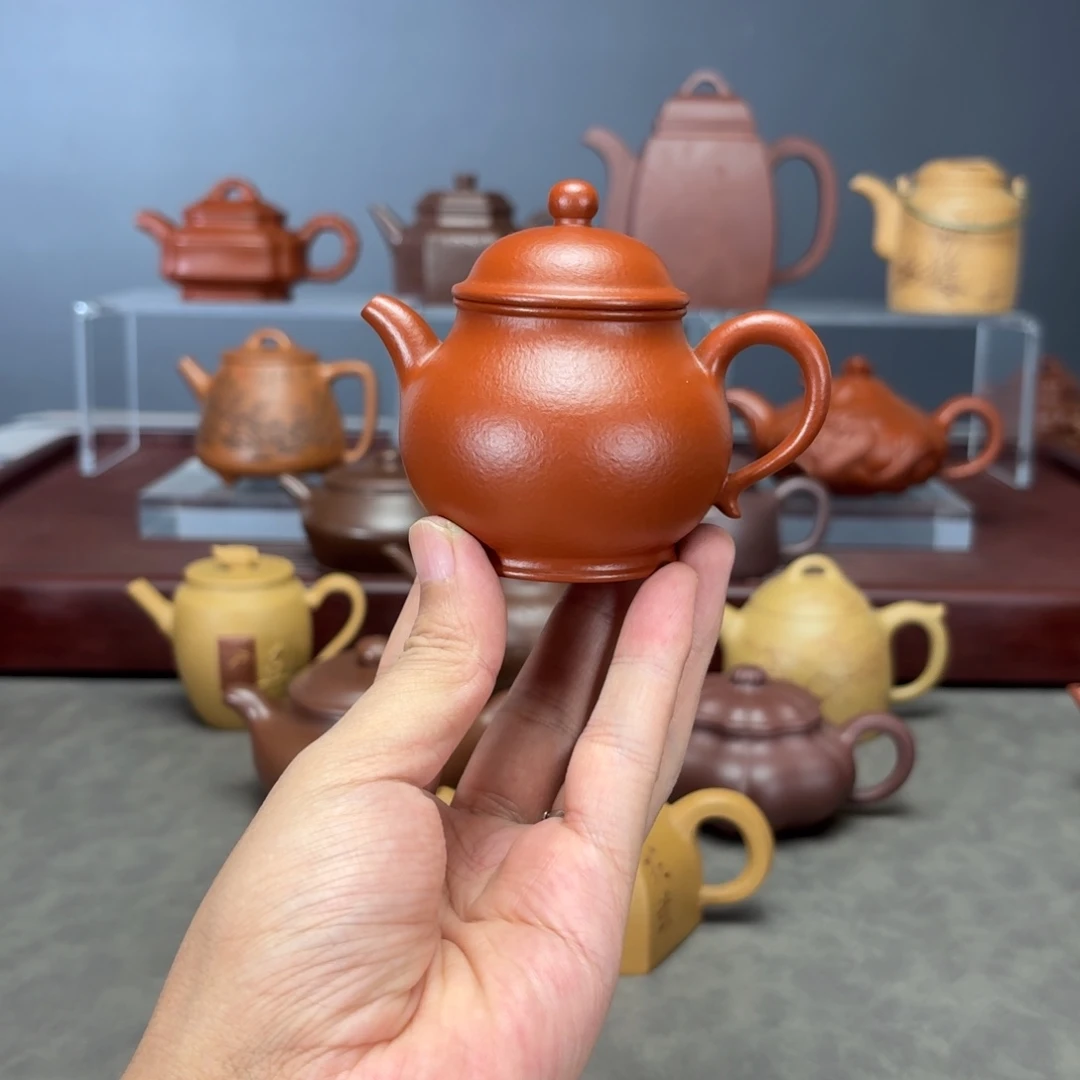 茶壶紫砂高潘120CC朱泥