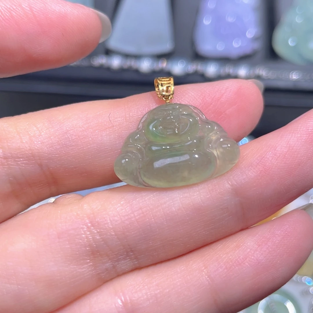 颈饰18K金镶嵌翡翠翡翠