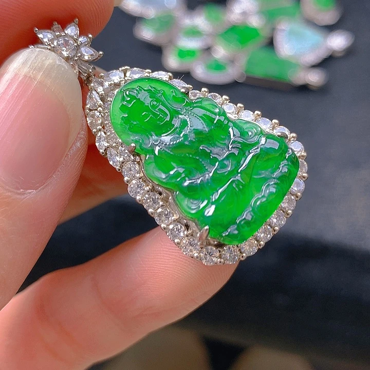 翡翠银S925镶嵌颈饰