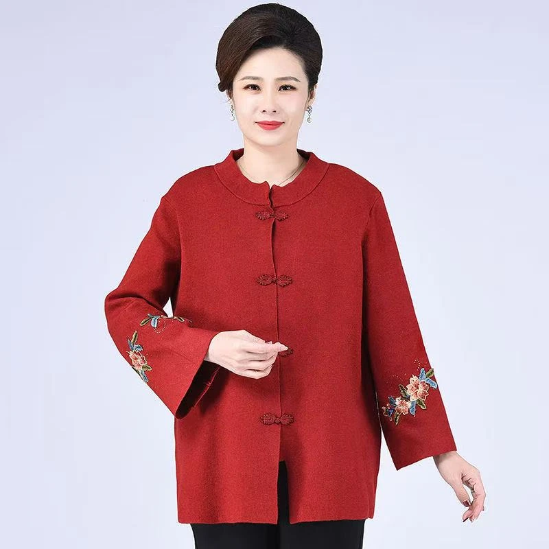 8133-中老年人胖妈妈加大码女装大衣60岁奶奶春装外套【19-1-1】