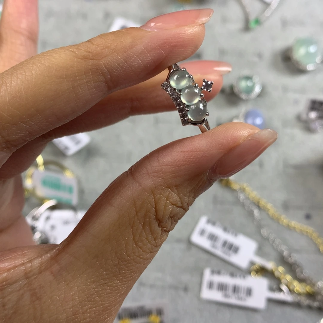 翡翠银S925镶嵌戒指戒指