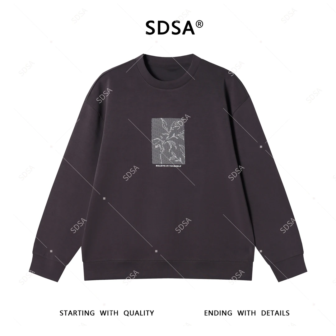 SDSA男士2025新款轻奢痞帅男装压胶印花字母圆领卫衣慵懒风百搭