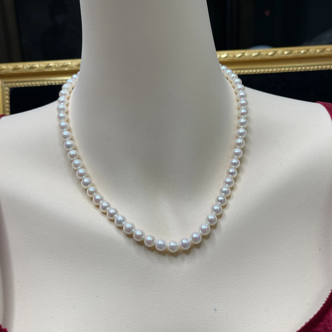 【六六中古】孤品天然海水珍珠项链TY1587链长41珠子6.5-7