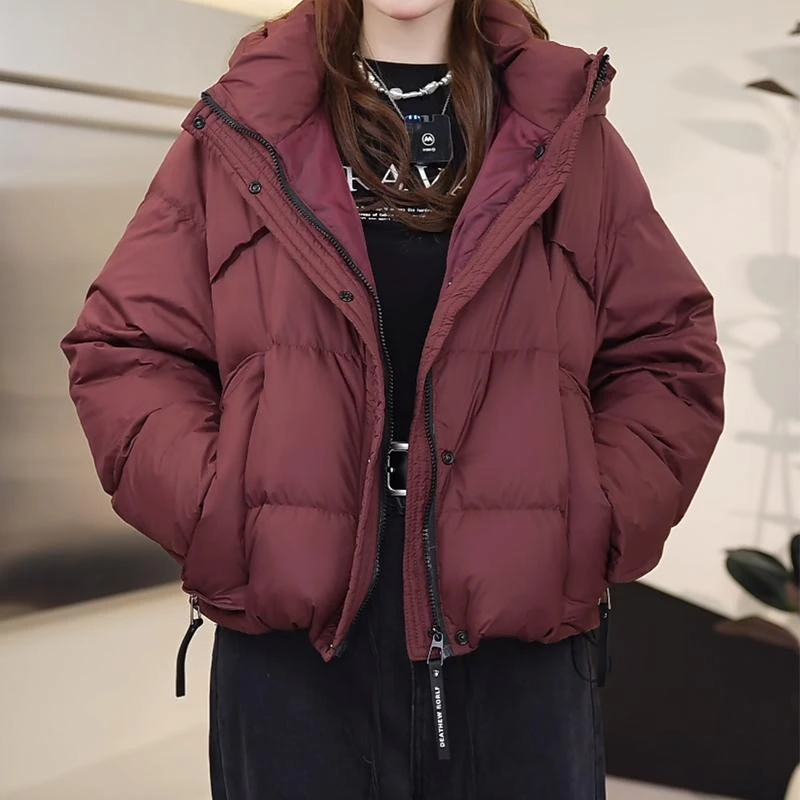 【现货清仓A】新款羽绒服女韩版宽松连帽保暖休闲冬装外套