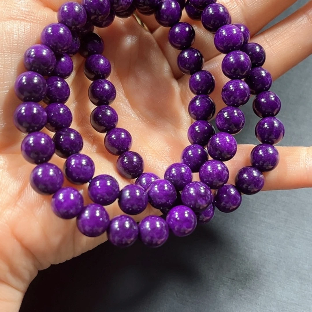 【闪购商品】玻璃颈饰舒具石老油料三圈卡6帝王紫丝绒玉华高货