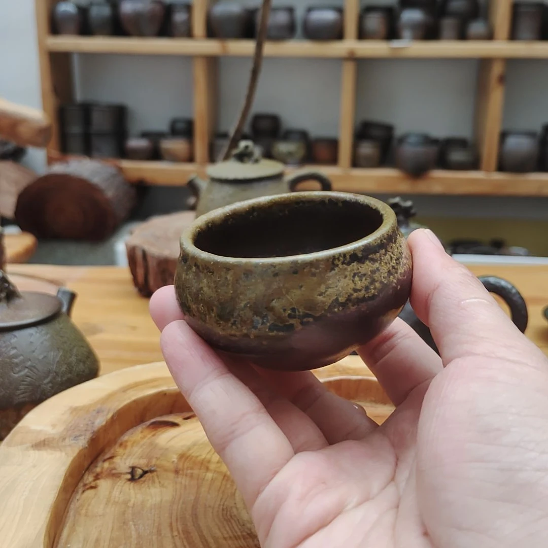 观山柴烧坭兴陶全手工茶杯65c