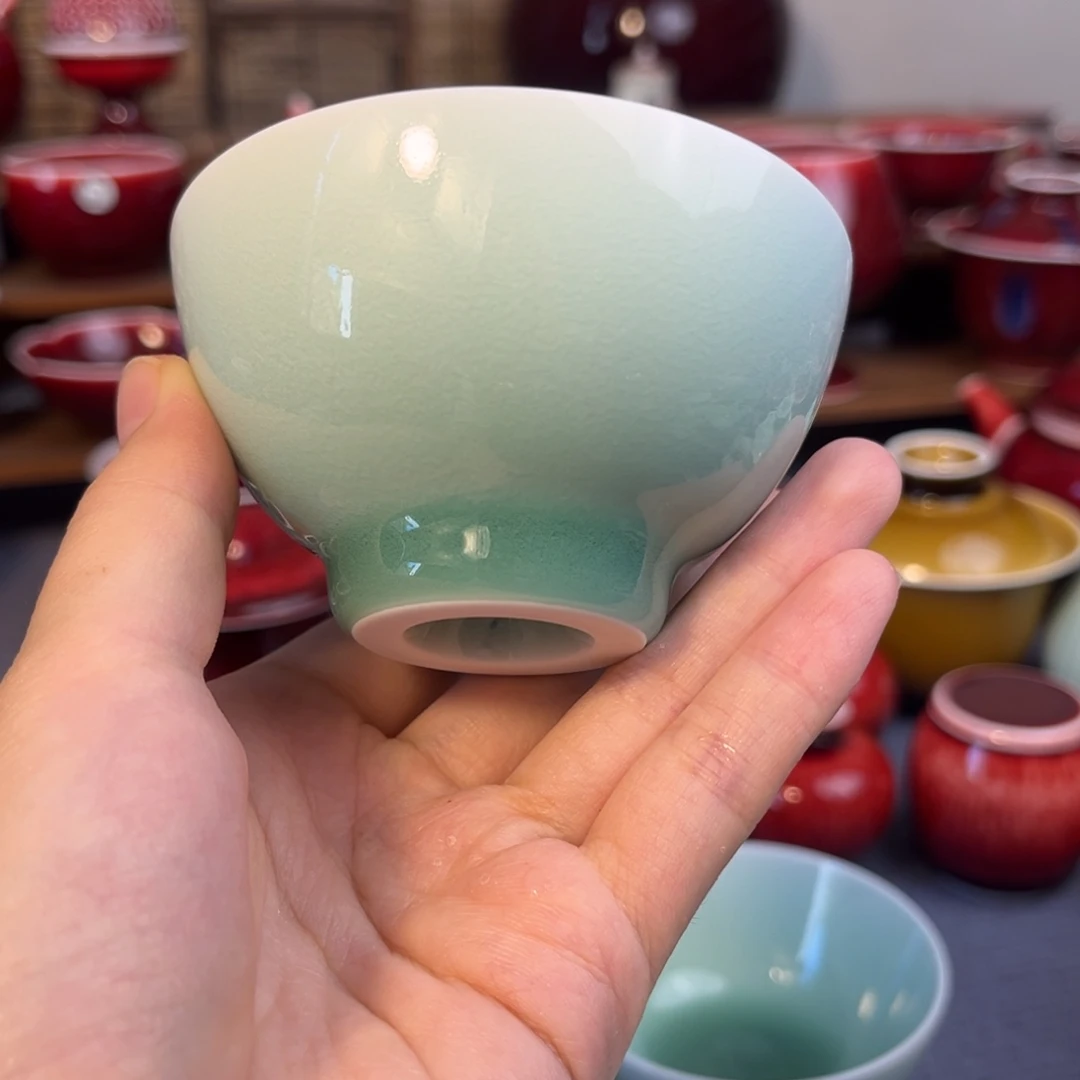 原矿 影青 鸡心杯