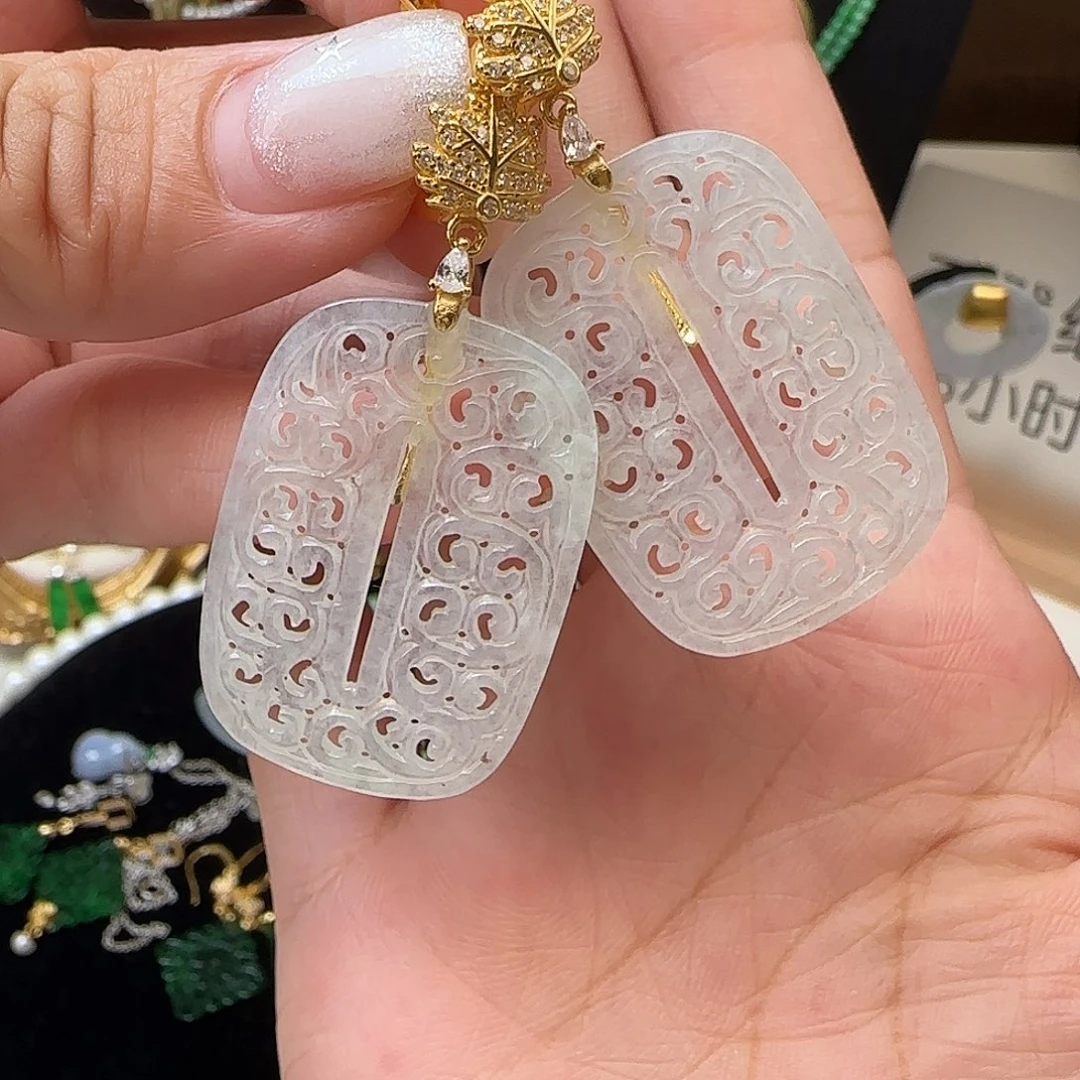 银S925镶嵌翡翠耳饰耳包款
