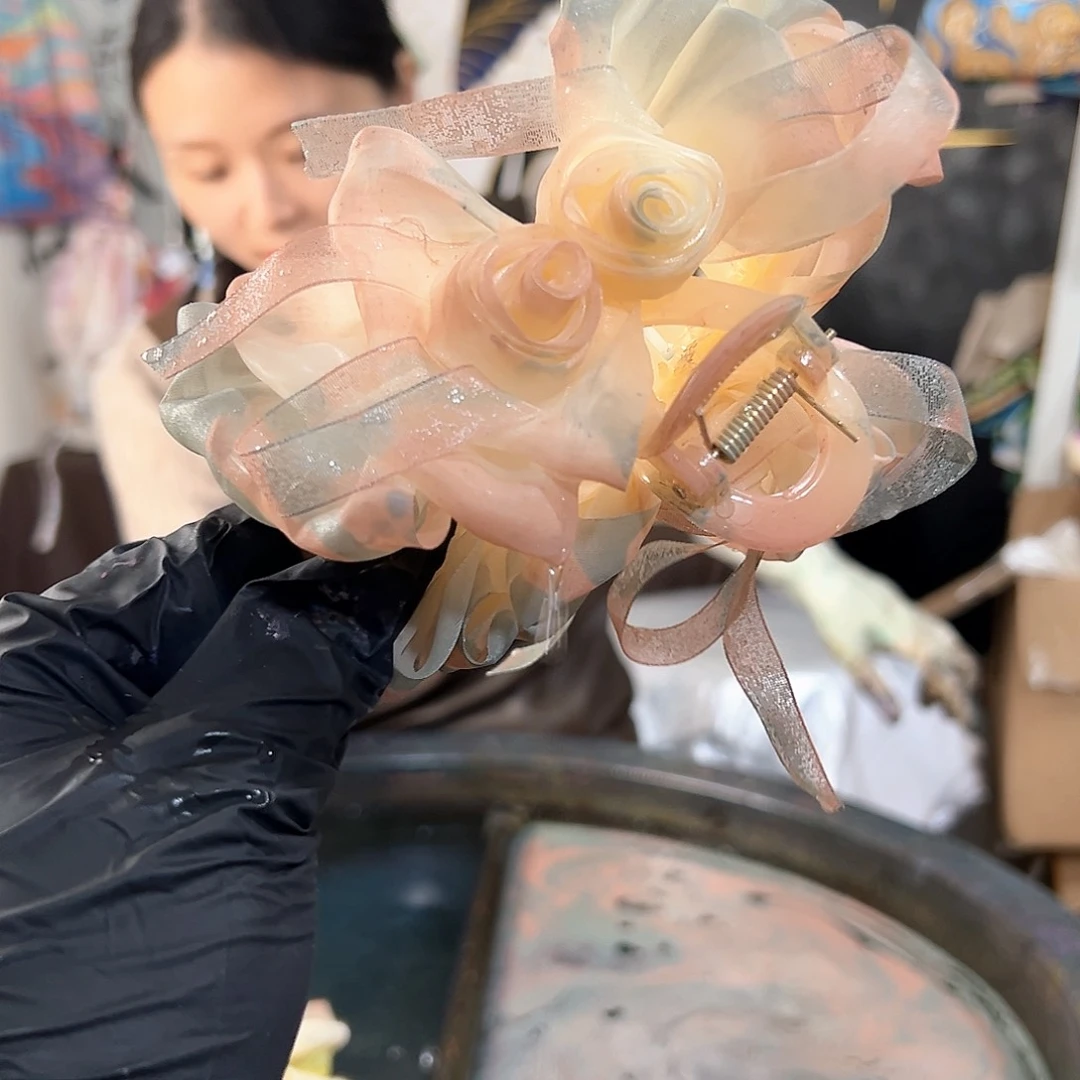 297玫瑰发夹灰粉