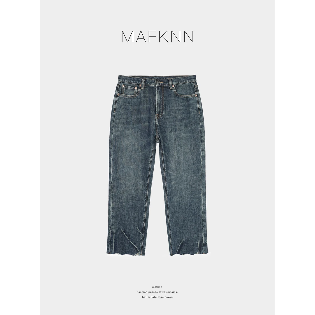 MAFKNN/玛肯时尚休闲简约纯色百搭舒适女士烟管牛仔裤MK13020