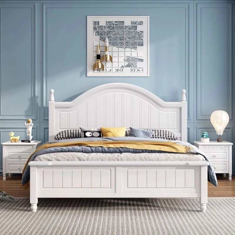 美式橡胶木实木床家用单双人大床主卧欧式男女床公主床榫卯结构