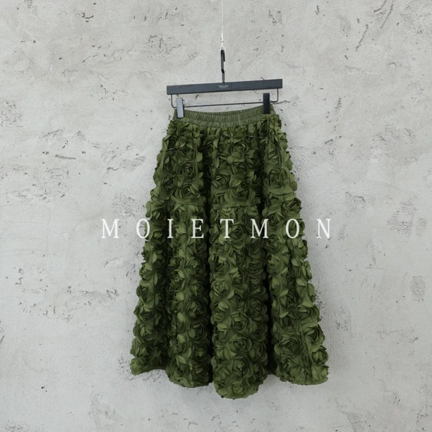 Moi et mon秋季新款小众时尚休闲花朵半裙复古碎花宽松花朵半裙