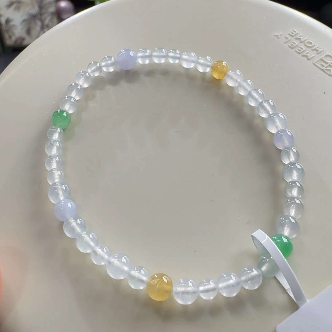 未镶嵌手链翡翠高冰马卡龙多宝单圈4.1-5mm
