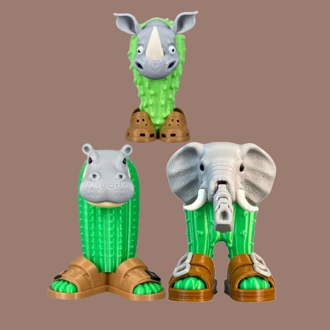 国外山海经仙人掌三兄弟关节可动3D打印抽象动物模型玩具生日礼物