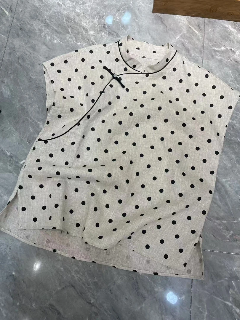 谢美丽-精选波点纯色上衣衬衫新中式