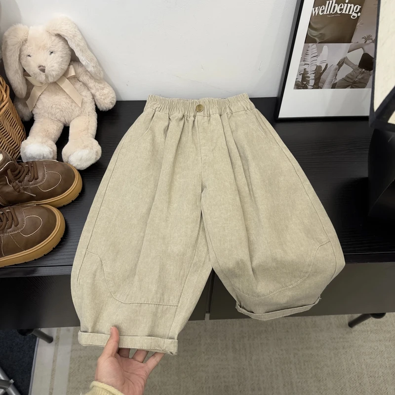 男童裤子2025春季新款宽松休闲裤水洗裤男女童宝宝长裤小童长裤潮