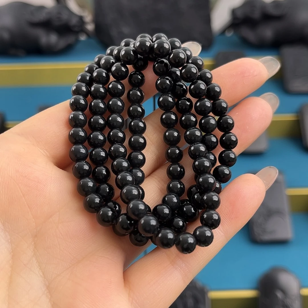 和田玉（墨玉）卡6mm羊脂未镶嵌