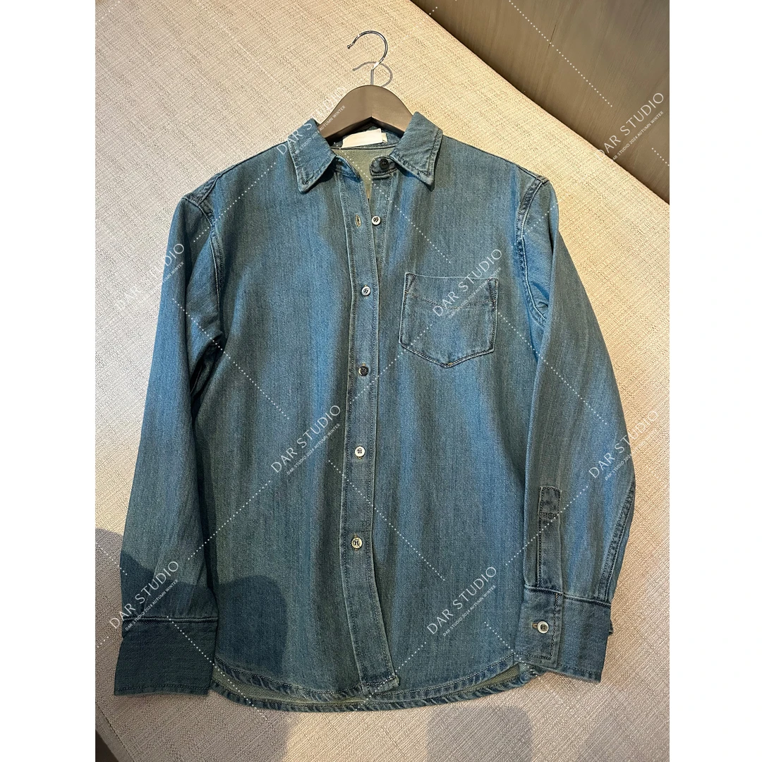 DAR STUDIO 深圳货【利落牛仔】2025春季Polo领口袋牛仔衬衫88359