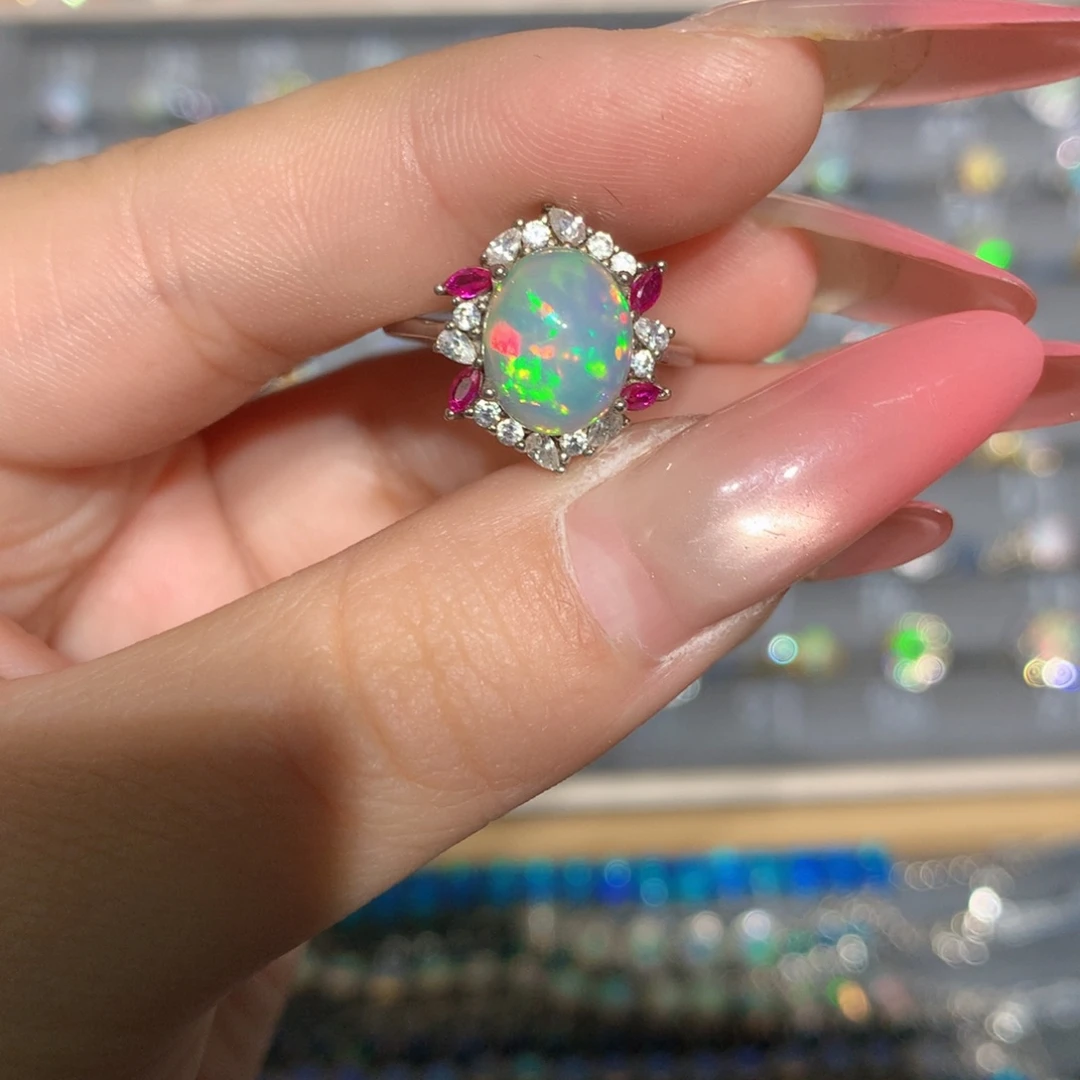 银S925镶嵌欧泊欧泊戒指l