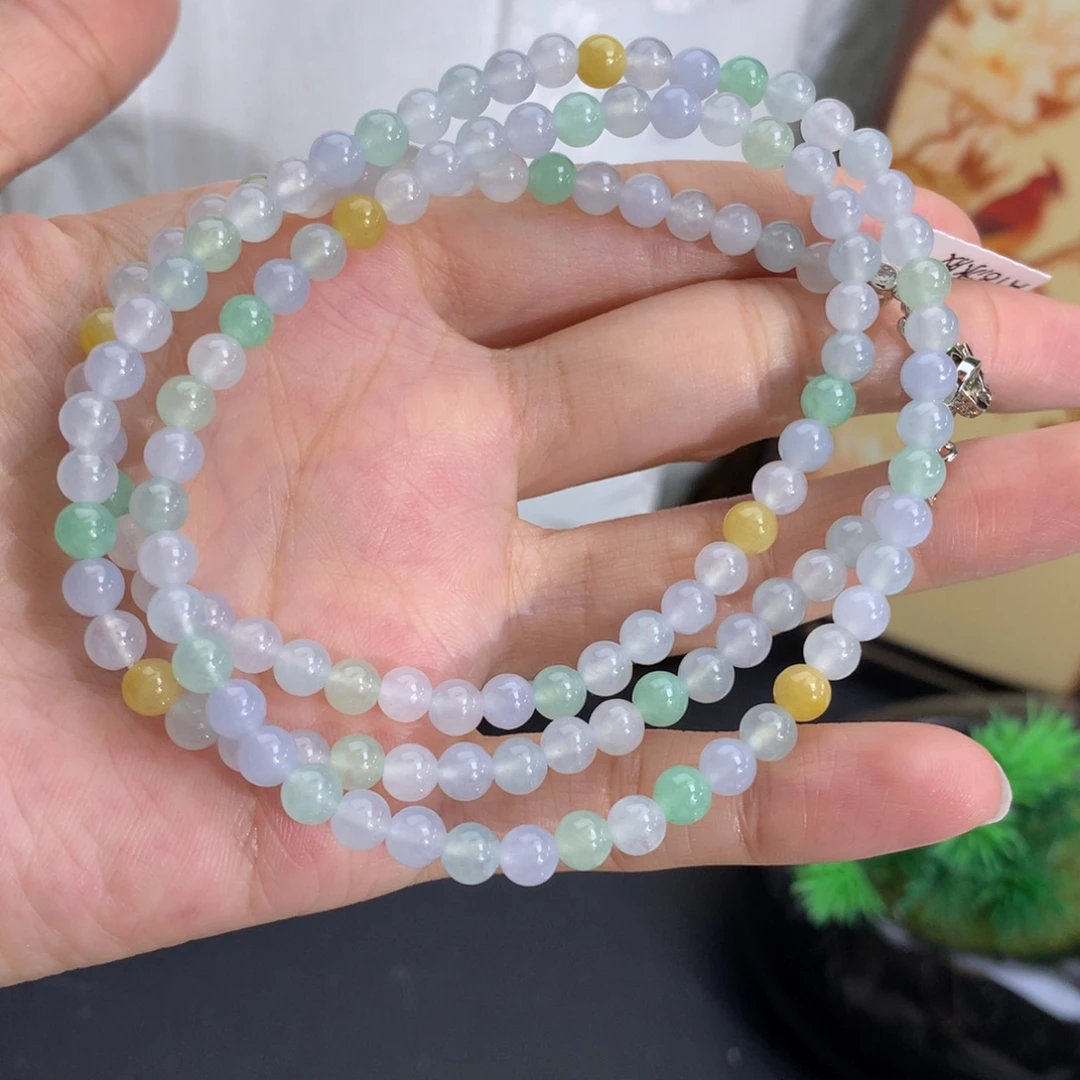 翡翠未镶嵌手串卡5冰胶多宝项链