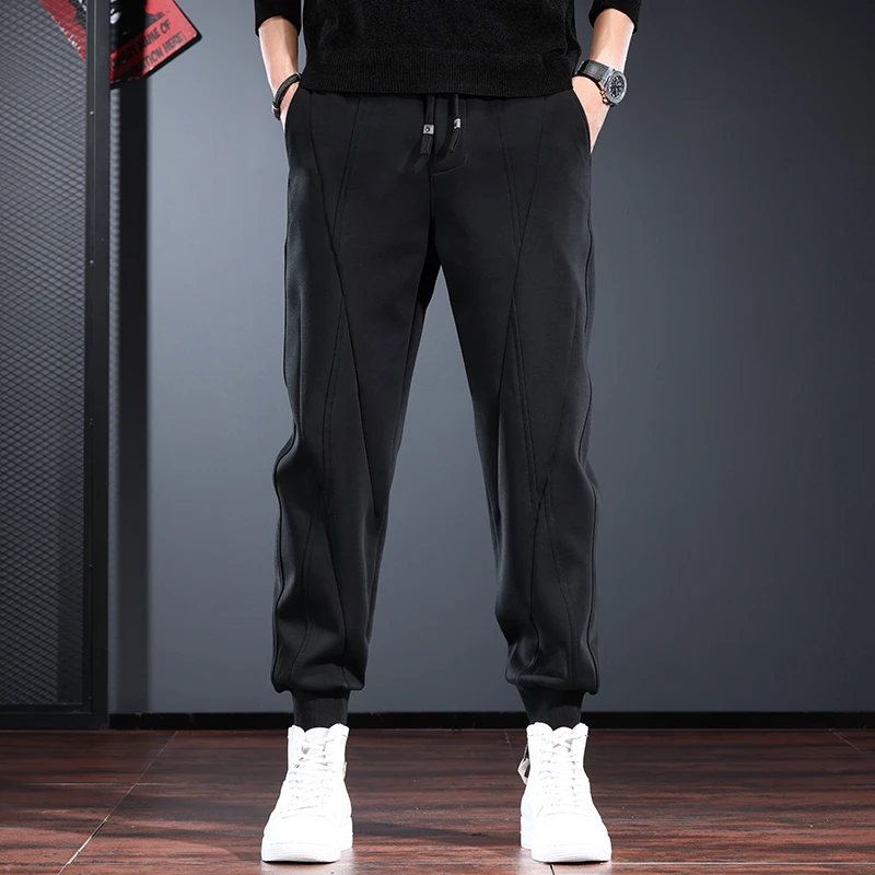 LEIGHZ/雷茨休闲裤男士秋冬季宽松抽绳束脚裤百搭卫裤潮流运动裤