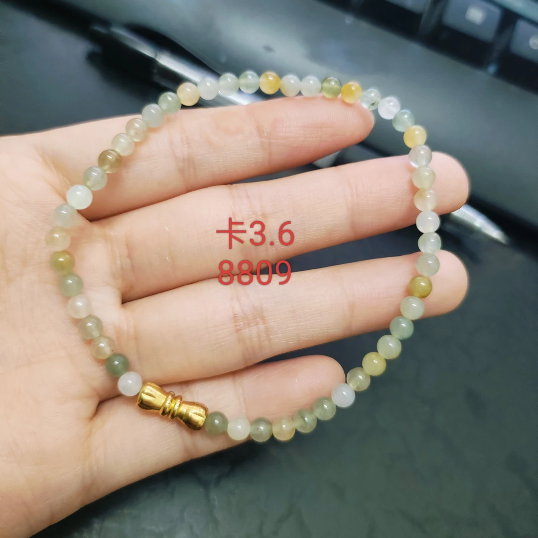 冰透小米珠单圈天然缅甸翡翠A货