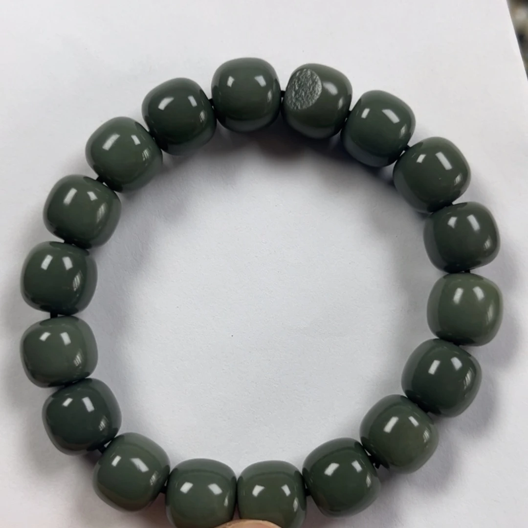 和田玉手链未镶嵌卡12老形珠