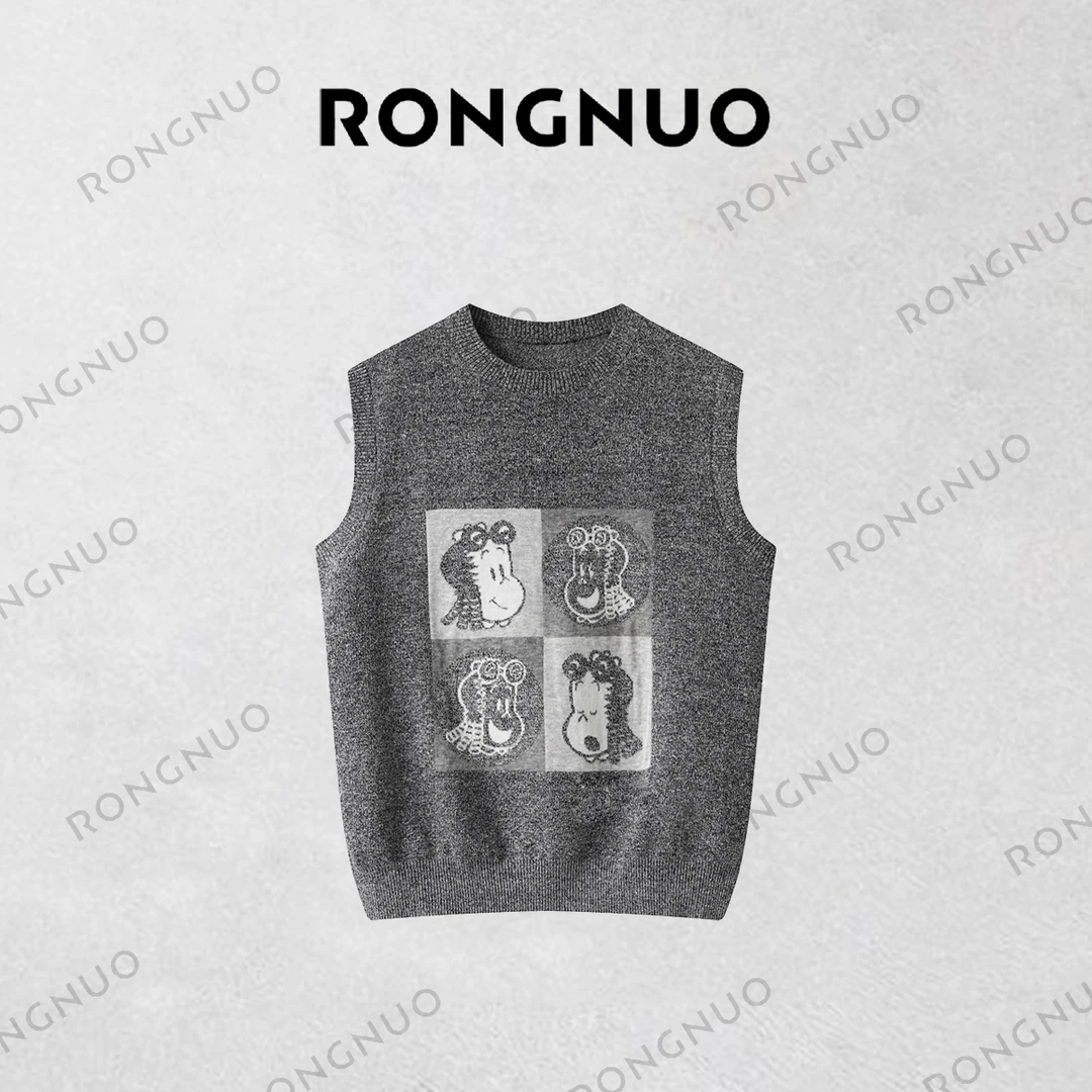 容诺【毛针织衫】2025秋新款百搭潮流灰色上衣针织Z6809