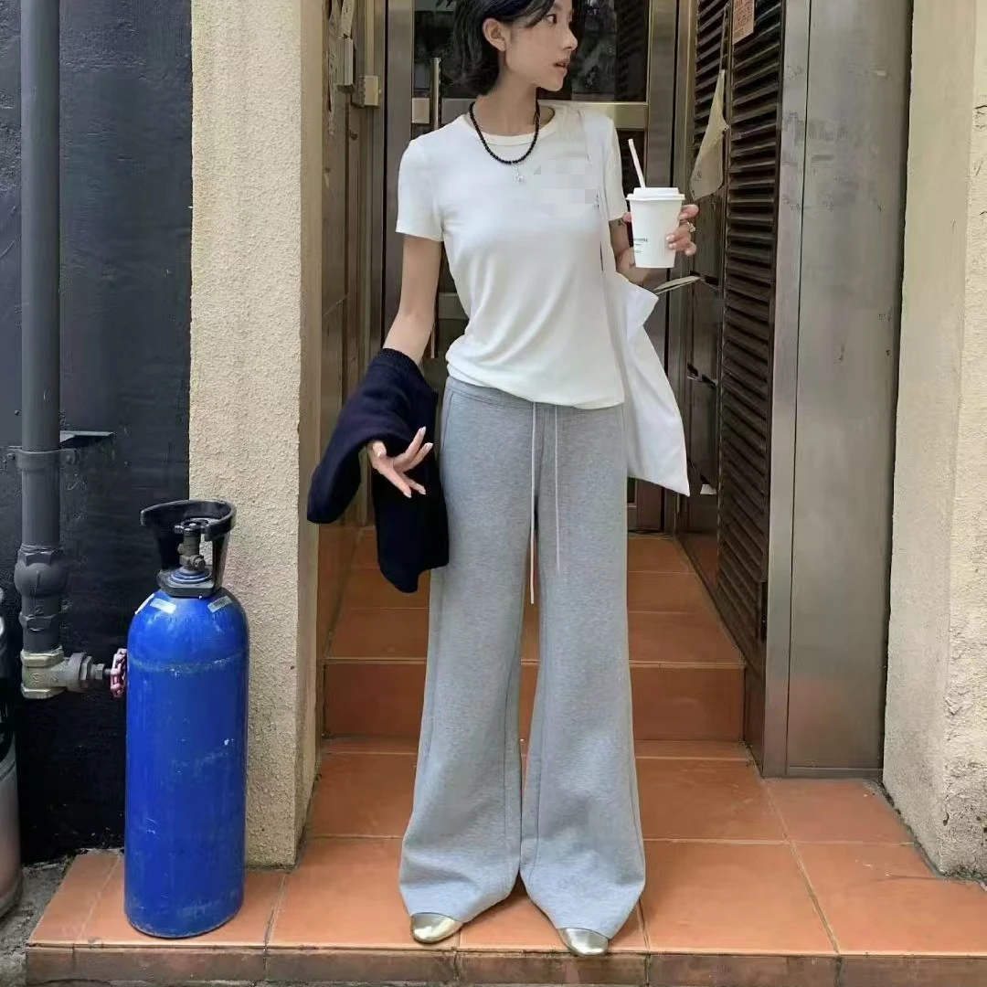 小橙子 自留款!!!微喇灰色卫裤