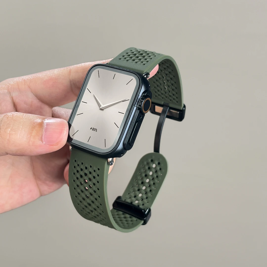 适用小米手环9pro铠甲风套装秒变ultra硅胶网洞折叠扣腕带运动男