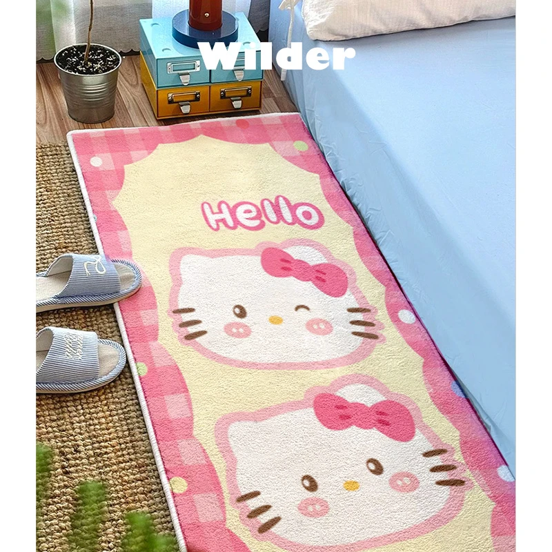 女孩卧室床边毯HelloKitty家用加厚仿羊绒儿童房卡通客厅床下地垫