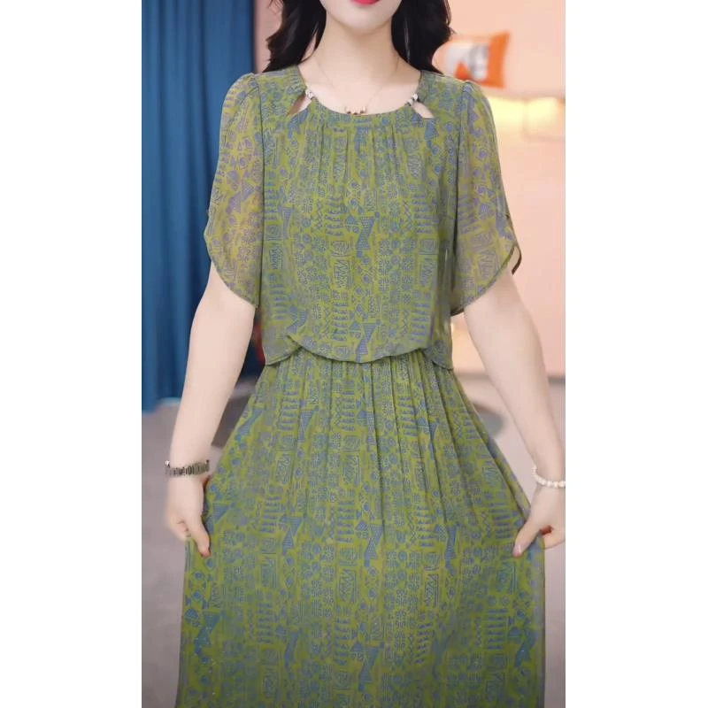 【连衣裙】SJYH1805夏季新款时尚优雅减龄连衣裙显瘦气质连衣裙