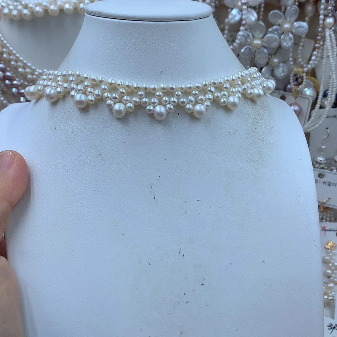 家***少银S925镶嵌淡水珍珠项链耳饰