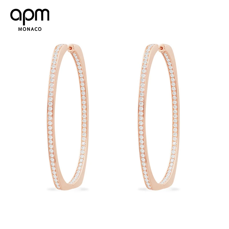 APM Monaco 合金合成锆石耳饰 系列 大码密镶椭圆耳环 PE14565OX