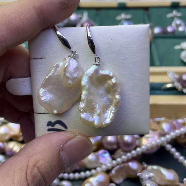 淡水珍珠耳饰银S925镶嵌源