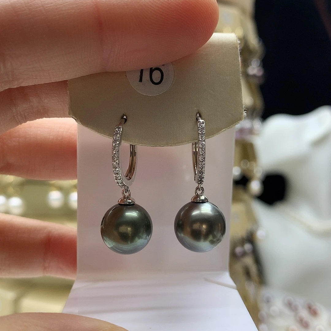 耳饰银S925镶嵌海水珍珠11