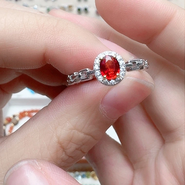 蓝宝石戒指银S925镶嵌戒指