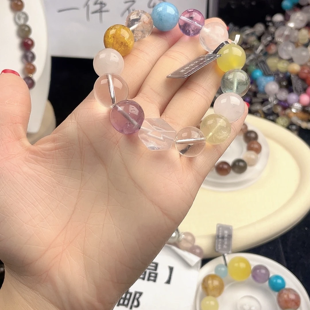 手链银S925镶嵌烟晶