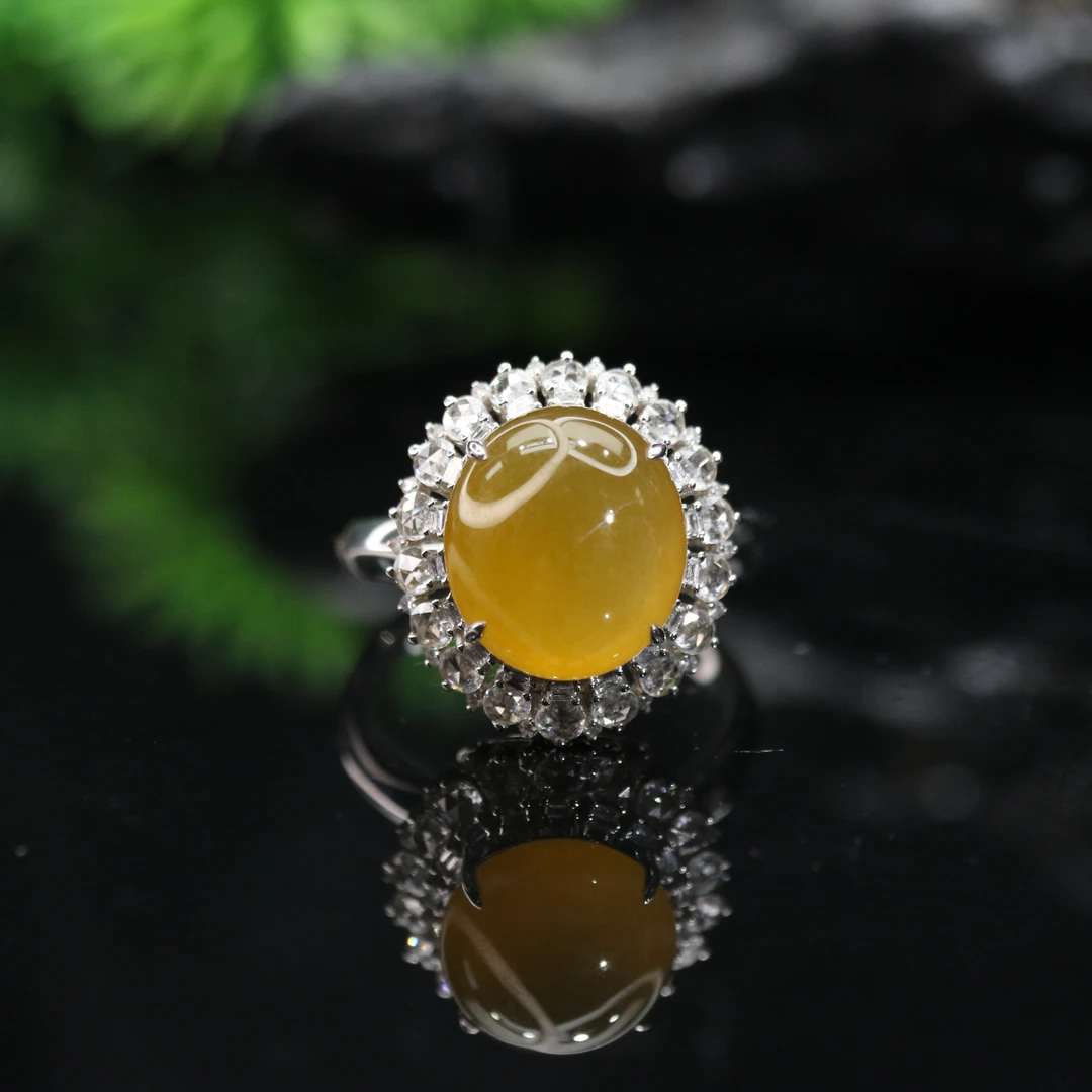 51天然缅甸翡翠A货18k冰黄蛋面戒指/201040/上海嘉禾拍卖