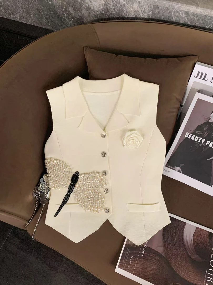 ZHOUYI/周一 2025夏款原创上衣女小众设计感蜻蜓马甲名媛百搭背心